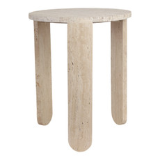 EV21157#22" Louva Carved Travertine Accent Table