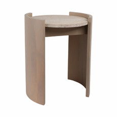 EV21160#24" Leiona Travertine And Wood Accent Table