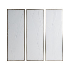 EV21181#S/3 16x48 Bradenton White Leaves Wall Decor