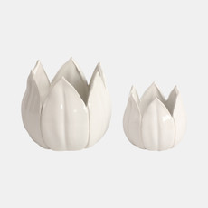 20116-03#S/2 5/8" Petal Planters, White