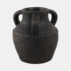 19008-06#Terracotta, 10" Triple Handle Jug, Black