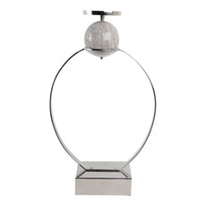EV21261-04#26"durant Large Slvr Candle Holder W/marble Sphere