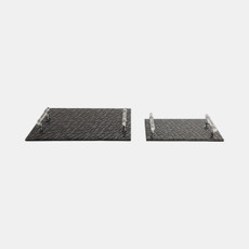 20046-05#S/2 12/16" Sparkly Glass Trays, Black