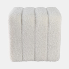 21348-01#16x16" Ridged Square Boucle Ottoman, White