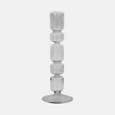 21351-01#10" Mixed Bubble Taper Candleholder, Smoke