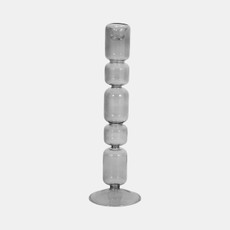 21351-02#12" Mixed Bubble Taper Candleholder, Smoke