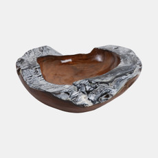 21371#12" Teakwood Bowl W/burnt Edges, Dark Natural