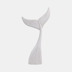 21372-01#32" Wood Whale Tail Decor, Wht