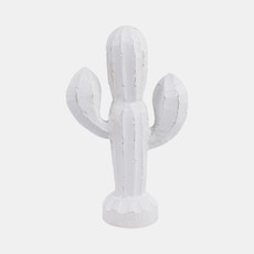 21374-01#14" Wooden Cactus Decor, Wht