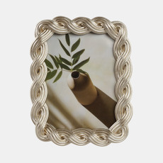 21395-02#5x7 Polyresin Twisted Rope Photo Frame, Gold