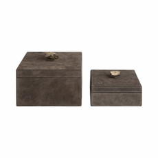 EV21406#S/2 7/9" Soweto Suede Boxes W/stone Knob, Gray