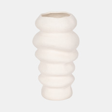 21422-01#12x7" Hand Scribed Cairn Vase, White