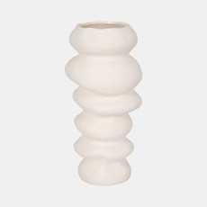 21422-02#16x7" Hand Scribed Cairn Vase, White