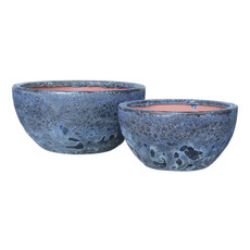 21427-01#S/2 10/13" Lava Bowl Planters, Blue