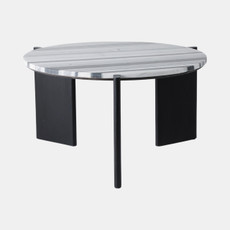 21490#32x17 Panda Marble Coffee Table, Blk/wht