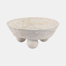 21496-01#12x12" Paper Mache Knobby Footed Bowl, White