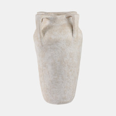 21498-02#26x15" Paper Mache Handle Vase, White