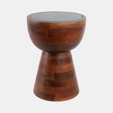 21503-03#18x13" Hourglass Marble Top Accent Table, Grn/brwn