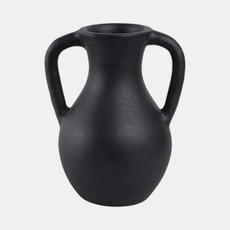 18702-08#11x9" Terracotta Jug Vase With Handles, Black
