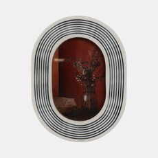 21556-01#4x6 Oval Etched Lines Photo Frame, White/black