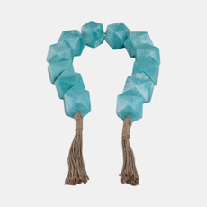 21564#45x2" Geo Carved Bead Garland, Blue