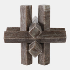 21586#7x7" Marble Geometric Orb, Grey
