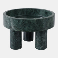 21591#9x6" Marble Bowl On 3 Feet, Green