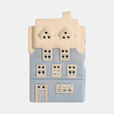 21673#8x5" Homestead House Tealight Holder, Blue