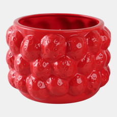 20273-04#8" Strawberries Flower Pot, Red