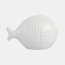 21787#10" Scaled Fish Figurine, White