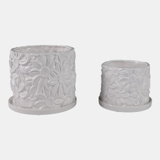 21829-01#S/2 6/8" Daisy Flower Planter, White