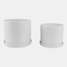 21829-03#S/2 10/12" Daisy Flower Planter, White