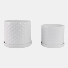 21847#S/2 10/12" Small Bubble Planter, White