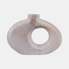 17558-07#10x7" Cut-out Wood Vase, Whitewash