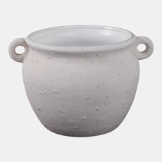 21901#10" Textured Stoneware Jug Planter, White
