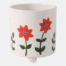 21909-01#6" Footed Hand Painted Planter, Multi