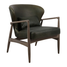 EV22004#33" Haven Green Top Grain Leather And Wood Accent 