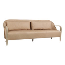 EV22010#87" Krestlin Taupe Top Grain Leather And Wood Sofa
