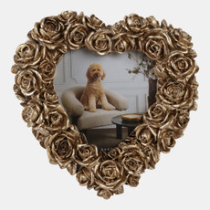 22041#4x4 Rosette Heart Photo Frame, Gold