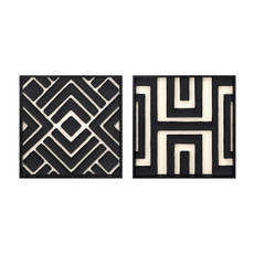 EV22050#S/2 20x20 Wood Valencia Wall Art, Black/cream