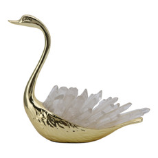 EV22071-02#7"cascade Crystal Sitting Swan With Tall Neck