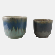 20265-05#S/2 10/12" Reactive Multi Glazed Planters 