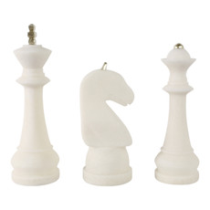 EV22149#S/3 12/14/16" Afton Quartz Resin Chess Pieces, Wht
