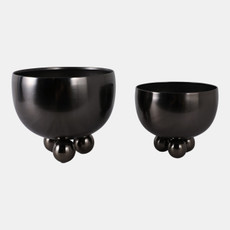 22205-01#S/2 9/11" Metal Bowl Planter With Ball Feet, Gunme