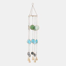 22213#37x6" Modern Glass Discs Chime, Blue/green