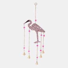 22215#22x10" Beaded Mosaic Flamingo Chime, Pink