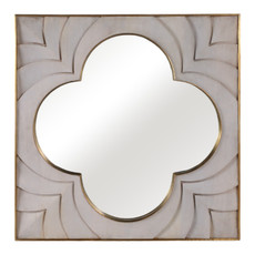 EV22240#35x35" Havasu Wood And Brass Wall Mirror