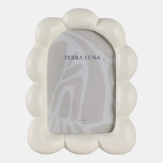 22242-01#4x6" Puffy Squiggle Oval Photo Frame, Ivory