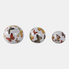 22261#S/3 4/5/6" Butterfly Print Orbs, Multi
