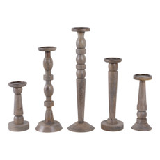 EV22244-02#S/5 10/12/16/18/22" Cumberland Wood Candle Sticks 